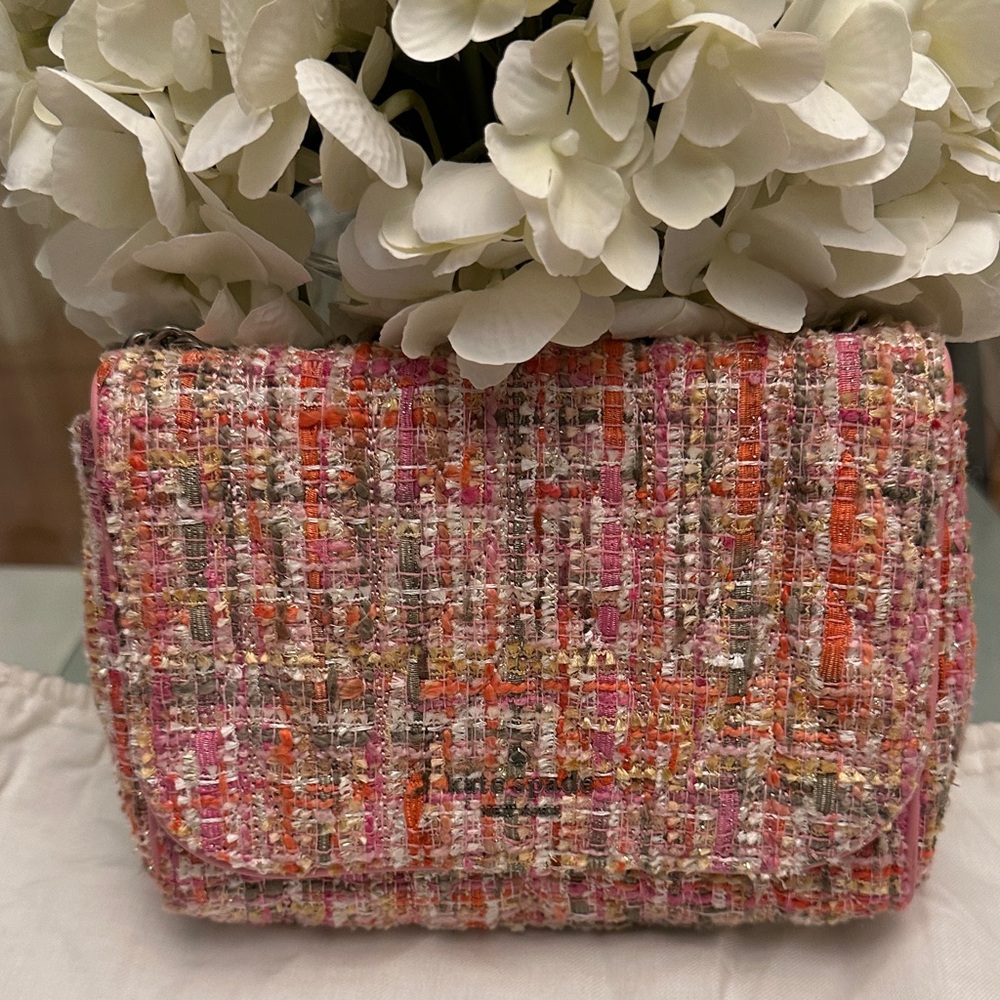 kate spade Pink and Coral Tweed Crossbody Bag with Silver Chain - Picture 15 of 15